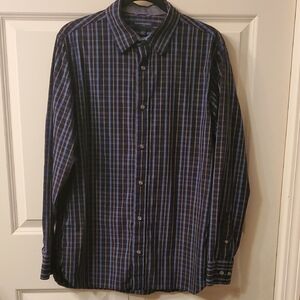 Banana Republic Blue and Black Plaid Shirt
